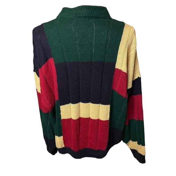 Vintage 80s 90s 2XB Cotton Row Sweater Cable Knit COLORBLOCK Cosby Hip Hop - Picture 5 of 7